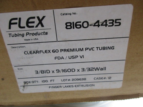 FLEX TUBING 8160-4435 CLEARFLEX 60 PREMIUM PVC TUBING * NEW IN BOX *