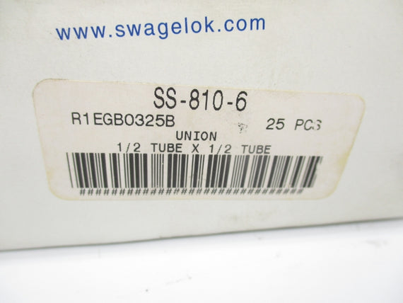 SWAGELOK SS-810-6 1/2"X1/2" (PKG OF 25) NSMP