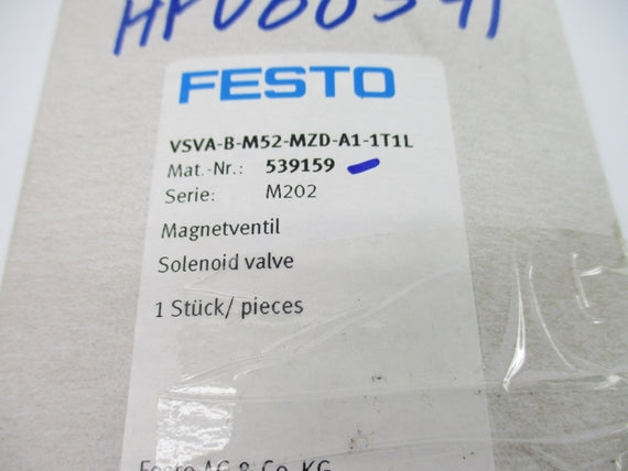 FESTO VSVA-B-M52-MZD-A1-1T1L 539159 SER. M202 24VDC 45-145PSI NSMP