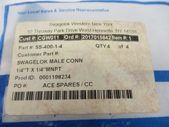 SWAGELOK SS-400-1-4 (PKG OF 4) NSMP