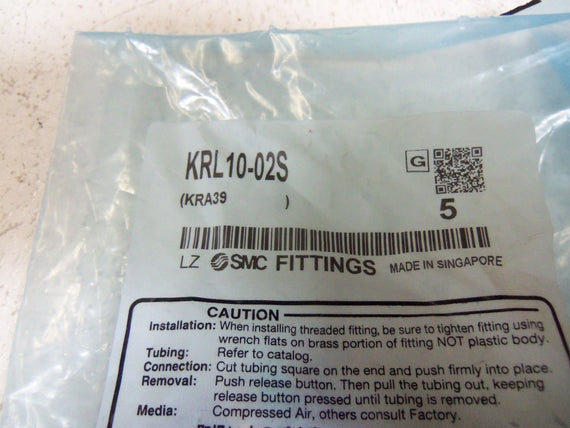 LOT OF 10  SMC FITTINGS KRL10-02S *NEW IN FACTORY BAG*