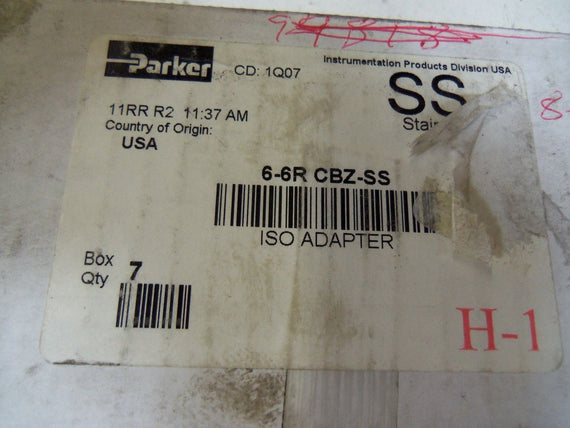 LOT OF 6 PARKER 6-6R CBZ-SS MALE ELBOW FITTING *NEW IN BOX*