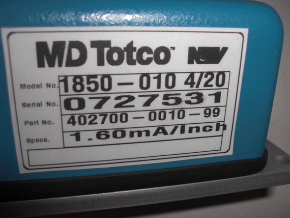 MD TOTCO 1850-010 4/20 *NEW NO BOX*