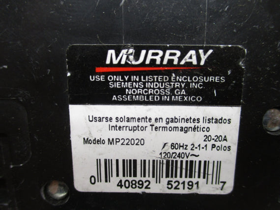 MURRAY MP22020 120/240V 20-20A NSNP