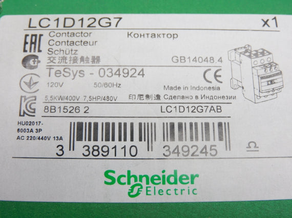 SCHNEIDER ELECTRIC LC1D12G7 120V 13A NSMP