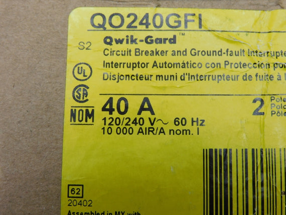 SQUARE D QO240GFI 120/240V 40A UNMP