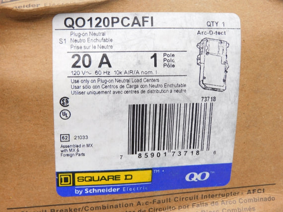 SQUARE D QO120PCAFI 120V 20A (AS PICTURED) NSMP