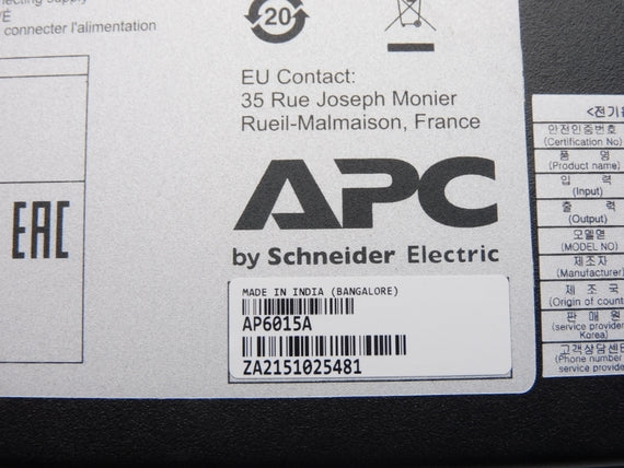 SCHNEIDER ELECTRIC APC AP6015A 100-240VAC 12A NSMP