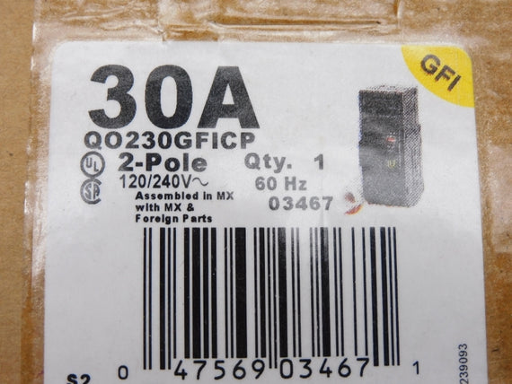 SQUARE D QO230GFICP 120/240V 30A NSNP