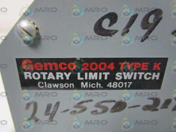 GEMCO ROTARY LIMIT SWITCH 2004 TYPE:K 402-R357-A *NEW NO BOX*