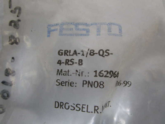 FESTO 1-WAY CONTROL VALVE GRLA-1/8-QS-4-RS-B * NEW IN BAG *