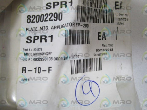 LOT OF 4 NORDSON APPLICATOR PLATE 234875 *USED*