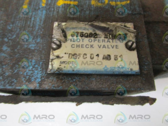 SPERRY/VICKERS PILOT OPERATED CHECK VALVE DGPC 01 AB 51 *USED*