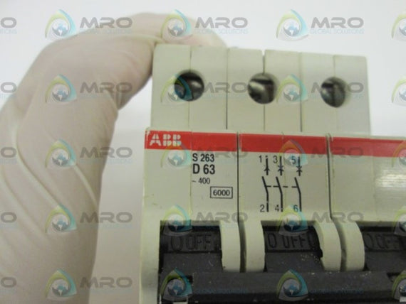 ABB S263-D63 CIRCUIT BREAKER 63A * USED *