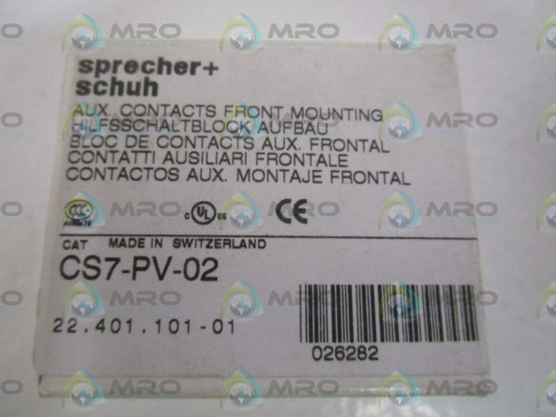 SPRECHER+SCHUH AUXILIARY CONTACT CS7-PV-02 *NEW IN BOX* – MRO