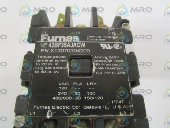 FURNAS 42BF35AJACW CONTACTOR *USED*