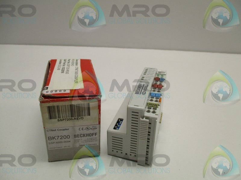 BECKHOFF BK7200 SSP-4500-0094 CTNET COUPLER * NEW IN BOX * – MRO Global ...