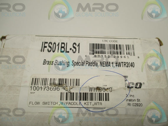 TACO IFS01BL-S1 BRASS FLOW SWITCH W/ PADDLE KIT * FACTORY SEALED *