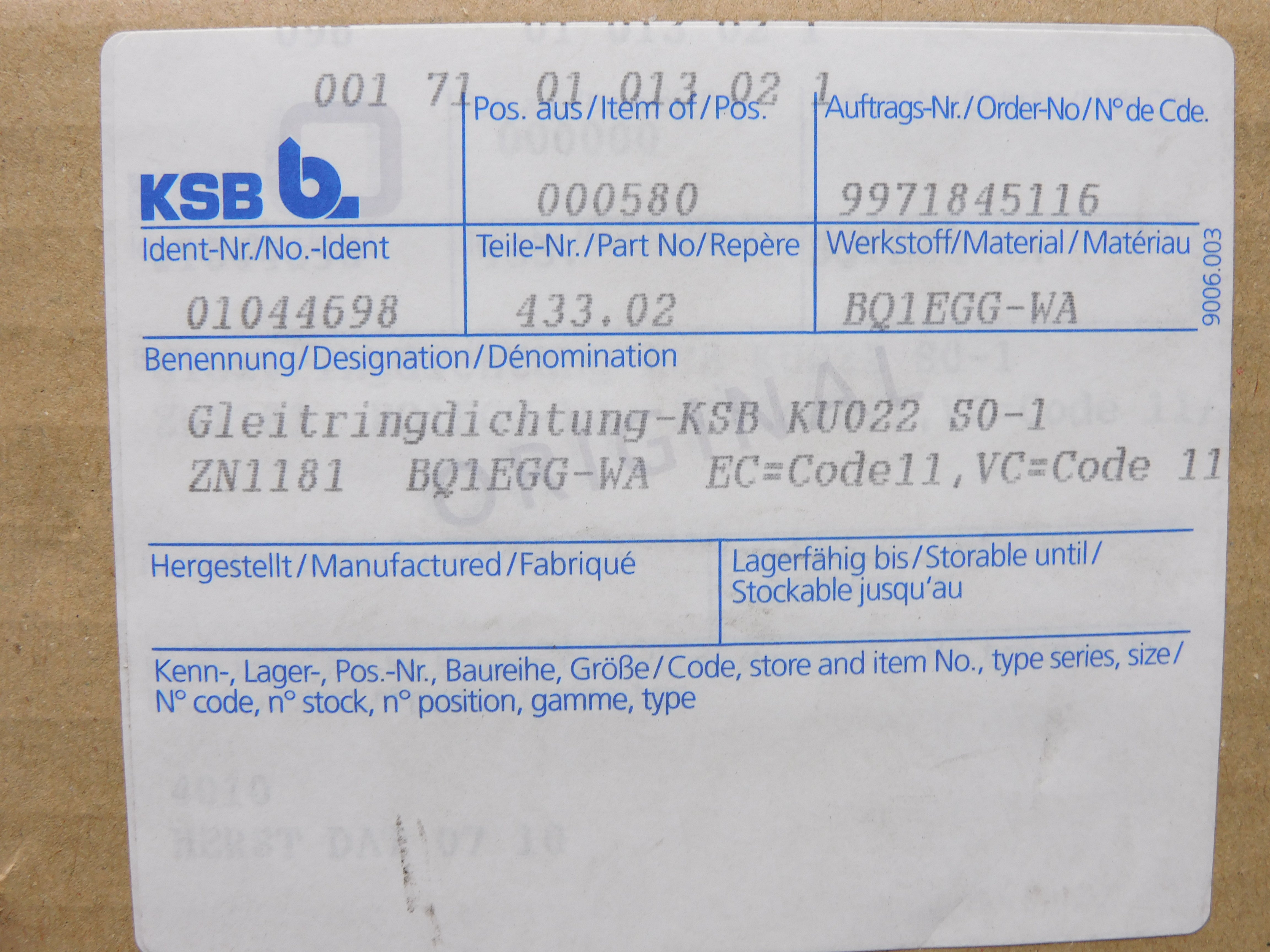 KSB B. 01044698 NSMP – MRO Global Solutions