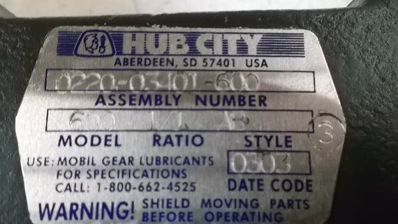 HUB CITY 0220-03401-600 GEAR REDUCER * NEW IN BOX *