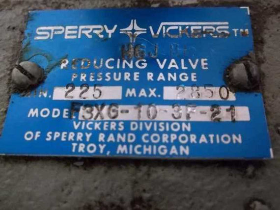 SPERRY-VICKERS F3XG-10-3F-21 PRESSURE RELIEF VALVE * USED *