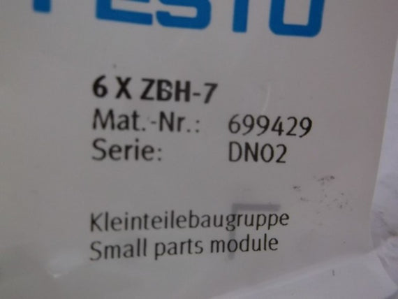 FESTO ZBH-7 CENTERING SLEEVE MOUNT (PKG OF 6) * NEW IN FACTORY BAG *