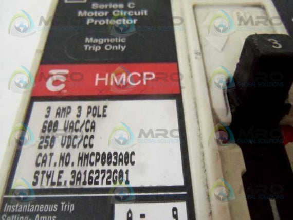 CUTLER HAMMER HMCP003A0C 3A w/ A1X1PK AUX. SWITCH * USED *