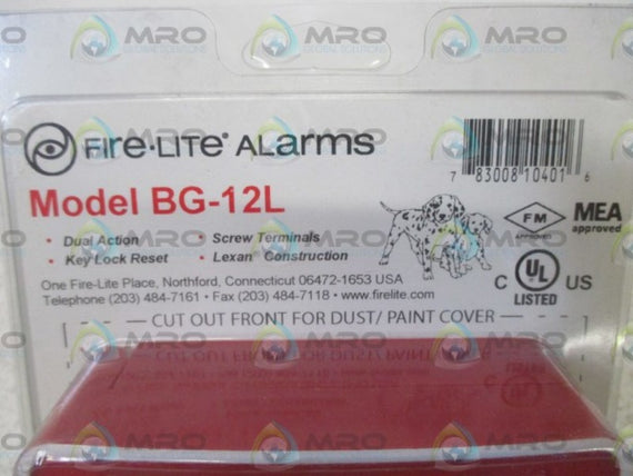 FIRE-LITE ALARMS MODEL BG-12L PULL STATION * ORIGINAL PACKAGE *