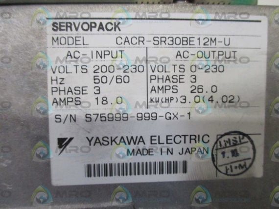 YASKAWA CACR-SR30BE12M-U SERVOPACK SERVO DRIVE * NEW NO BOX *