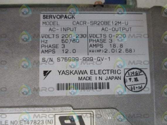 YASKAWA CACR-SR20BE12M-U SERVOPACK SERVO DRIVE * NEW NO BOX *