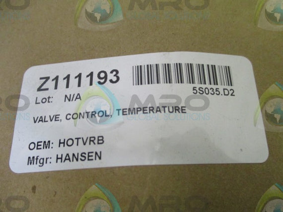 HANSEN HOTV/22 R/B OIL TEMPERATURE VALVE * NEW IN BOX *