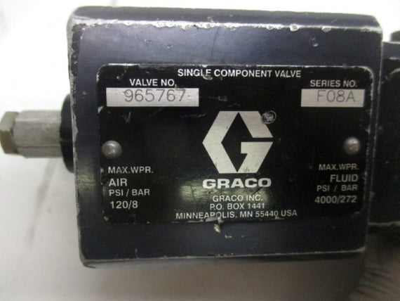 GRACO 965767 SINGLE COMPONENT VALVE (AS PICTURED)  * USED *