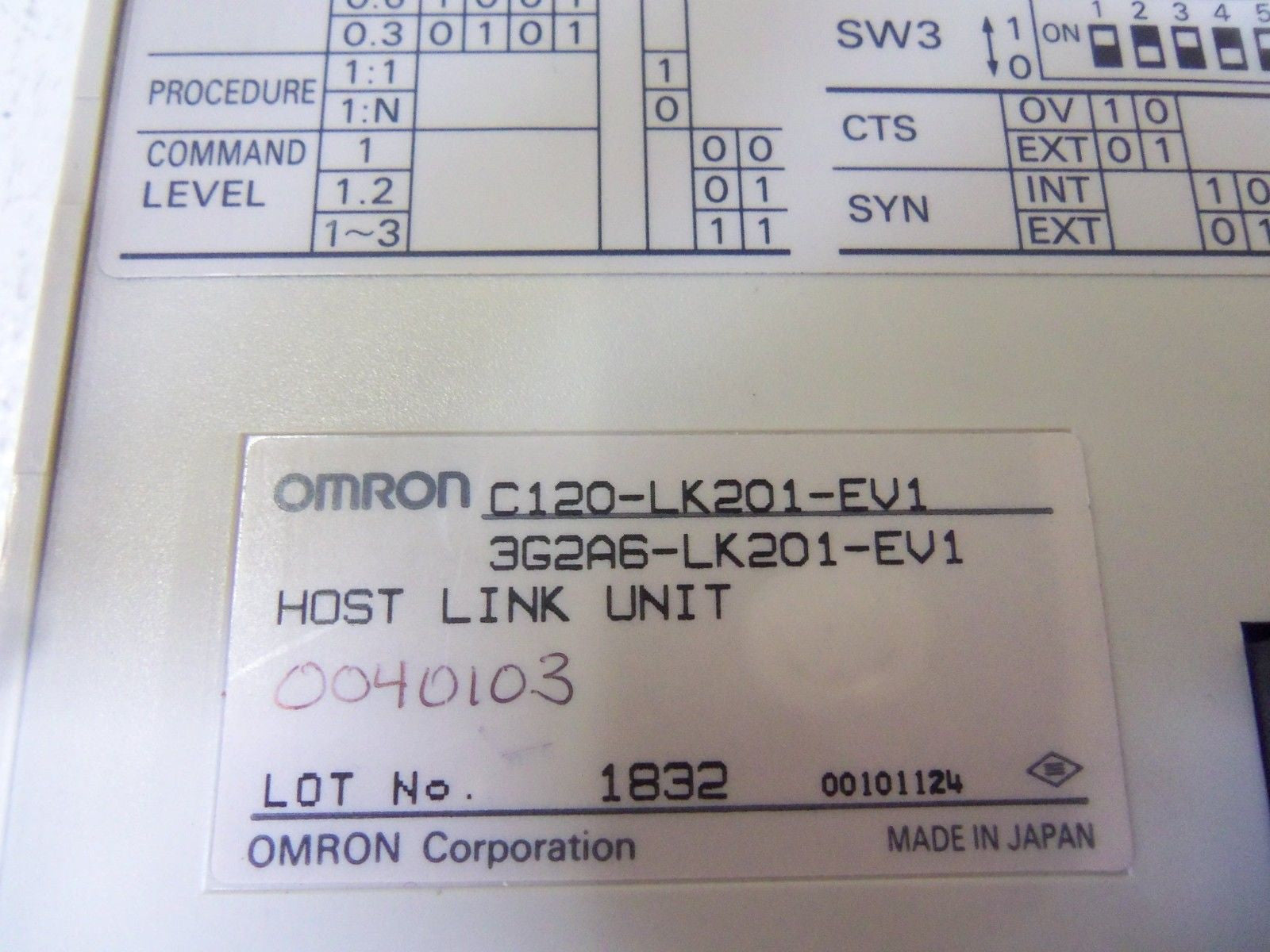 OMRON C120-LK201-EV1 HOST LINK ADAPTER MODULE *USED* – MRO Global