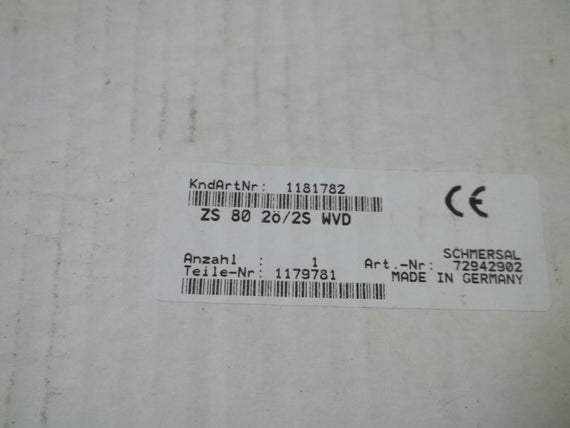 SCHMERSAL ZS 80 2O/2S WVD LIMIT SWITCH *NEW IN BOX*