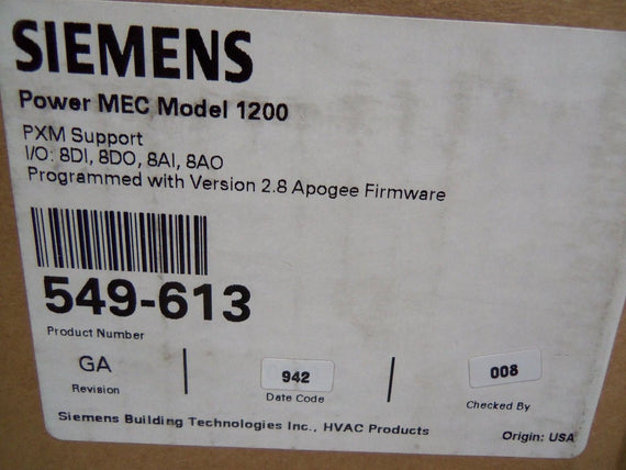 SIEMENS POWER MEC MODEL 1200 PXM 549-613 *NEW IN BOX*