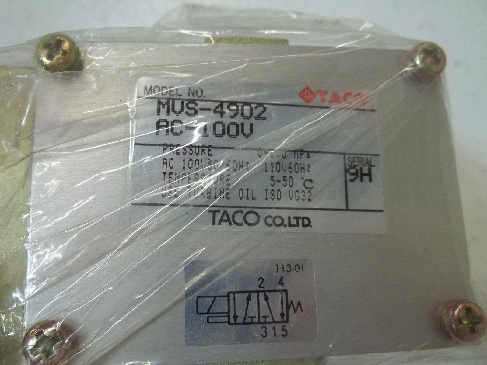 TACO MVS-4902 AC-100V SOLENOID VALVE *NEW IN BOX*