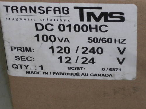 TRANSFAB DC0100HC TRANSFORMER *NEW*