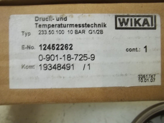 WIKA 233.50.100 PRESSURE GAUGE 10 bar 0-140 PSI *NEW IN BOX*